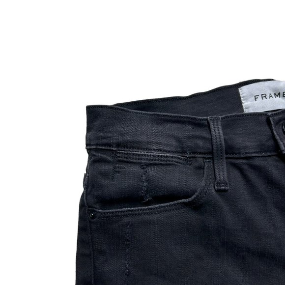 Frame Denim Jeans Le High Skinny Crop Womens Size 26 Distressed Black Wash - Picture 6 of 11